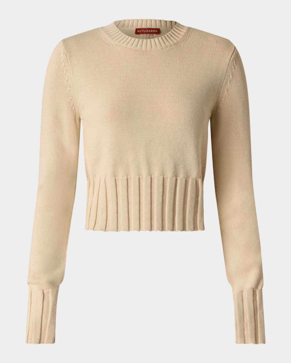 Livvy Wide-Rib Cuffs Crewneck Sweat